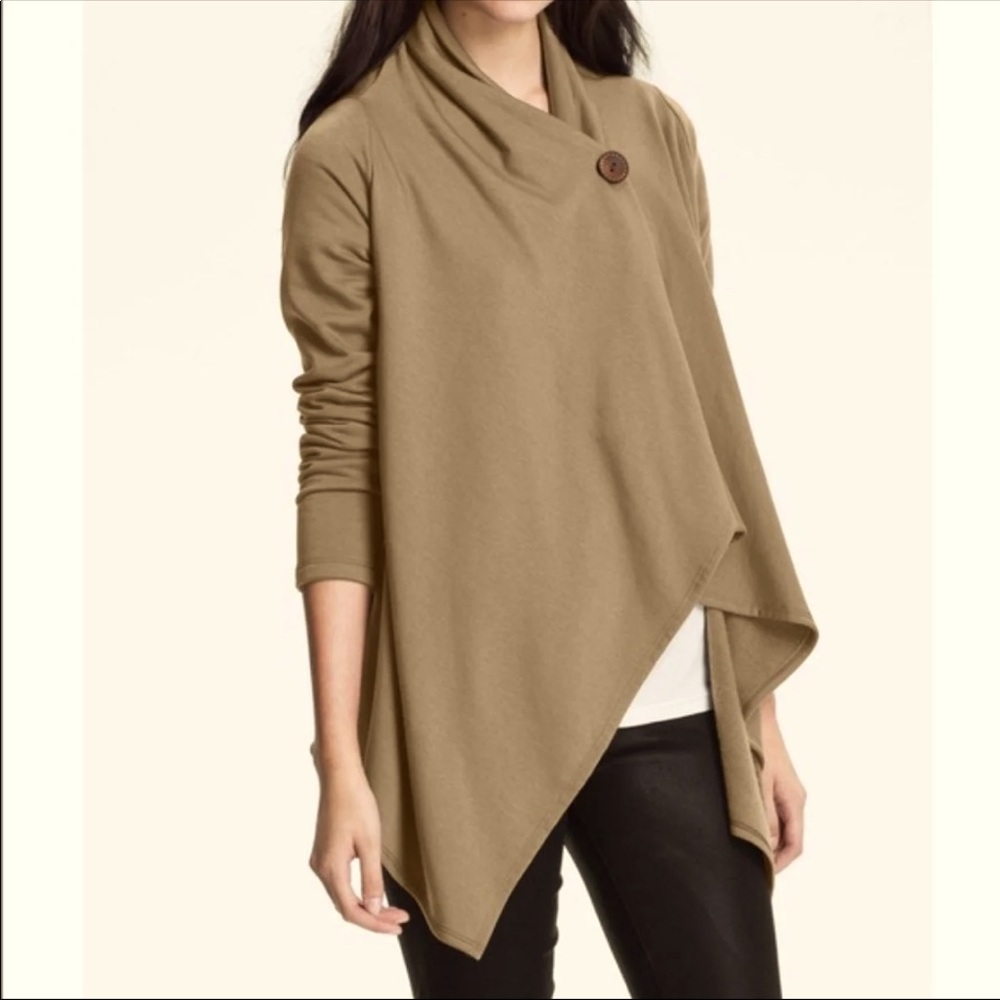 Bobeau Cardigan Tan Wrap Sweater Open Front XL